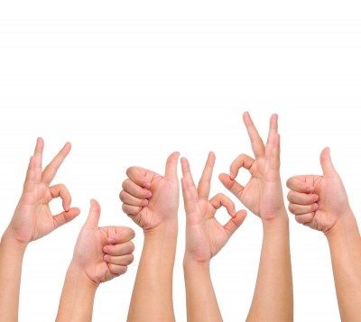 Positive Hand Sign with white background