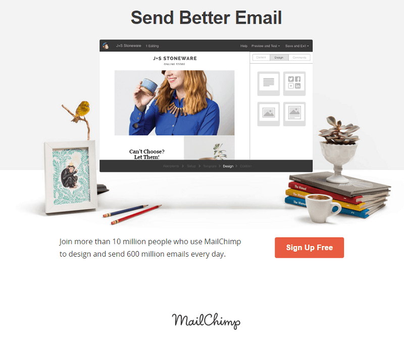 MailChimp homepage screenshot