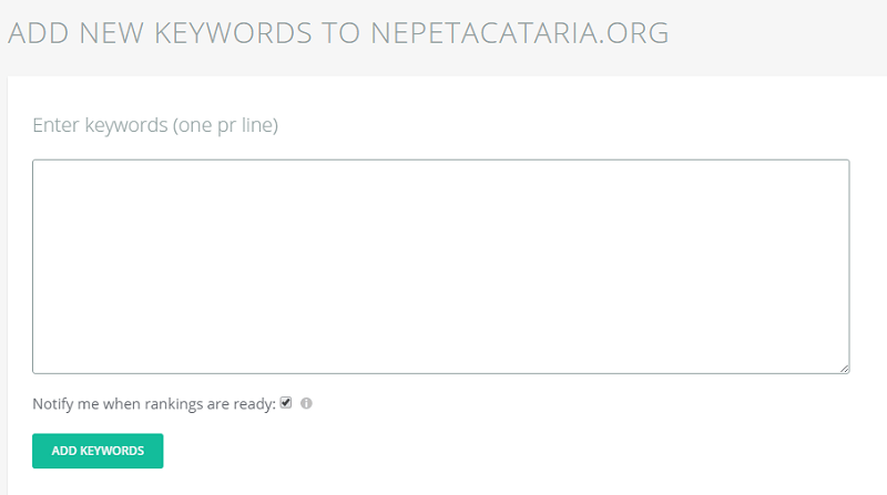 add new keywords to your site at Tiny Ranker