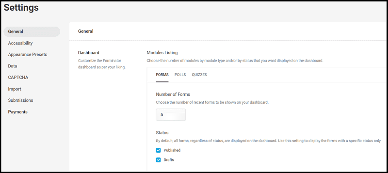 Forminator WordPress plugin settings page